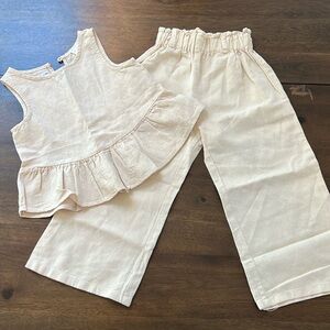 Zara NWOT linen pants and ruffle top set - size 4Years
